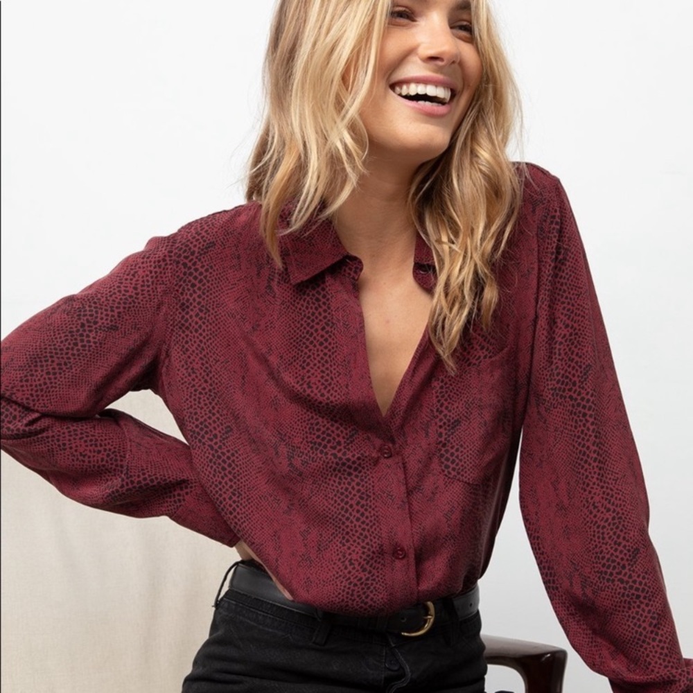 Rails Katie Silk Red Python Blouse - image 1